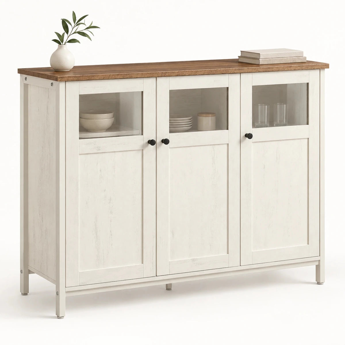 Sideboard 100 cm – Silas – mit 3 teilverglasten Türen - nestful