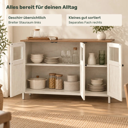 Sideboard 100 cm – Silas – mit 3 teilverglasten Türen - nestful