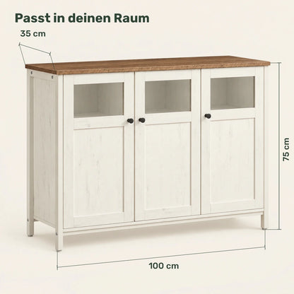 Sideboard 100 cm – Silas – mit 3 teilverglasten Türen - nestful