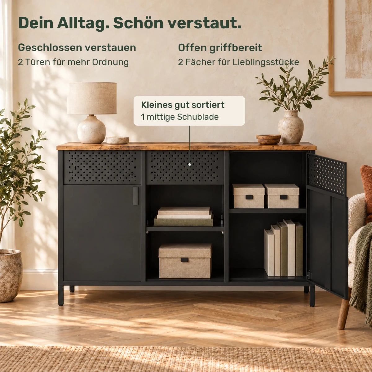 Sideboard 110 cm – Lennart – mit 2 Türen und Schublade - nestful