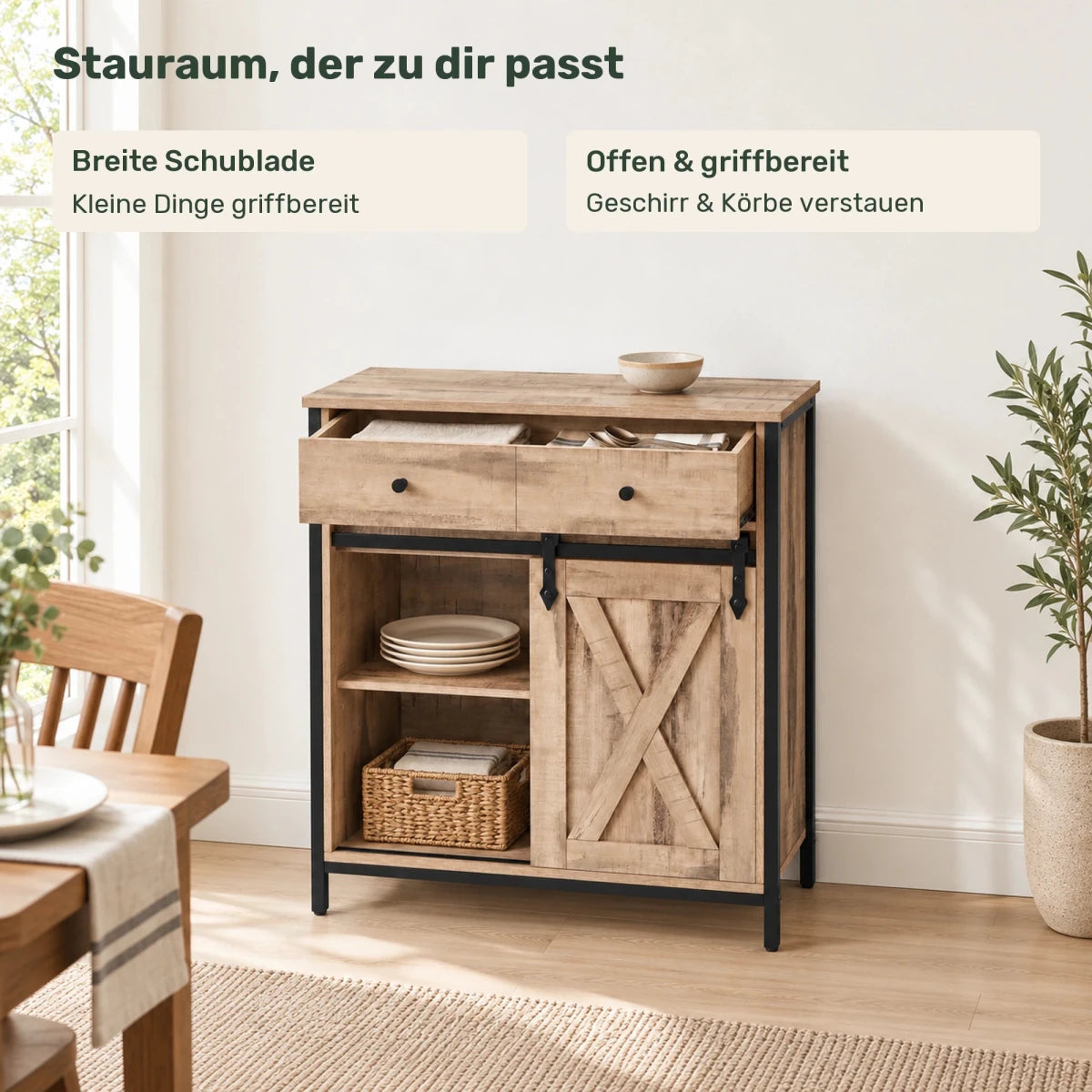 Sideboard 70 cm – Bennet – mit Schiebetür und Schublade - nestful