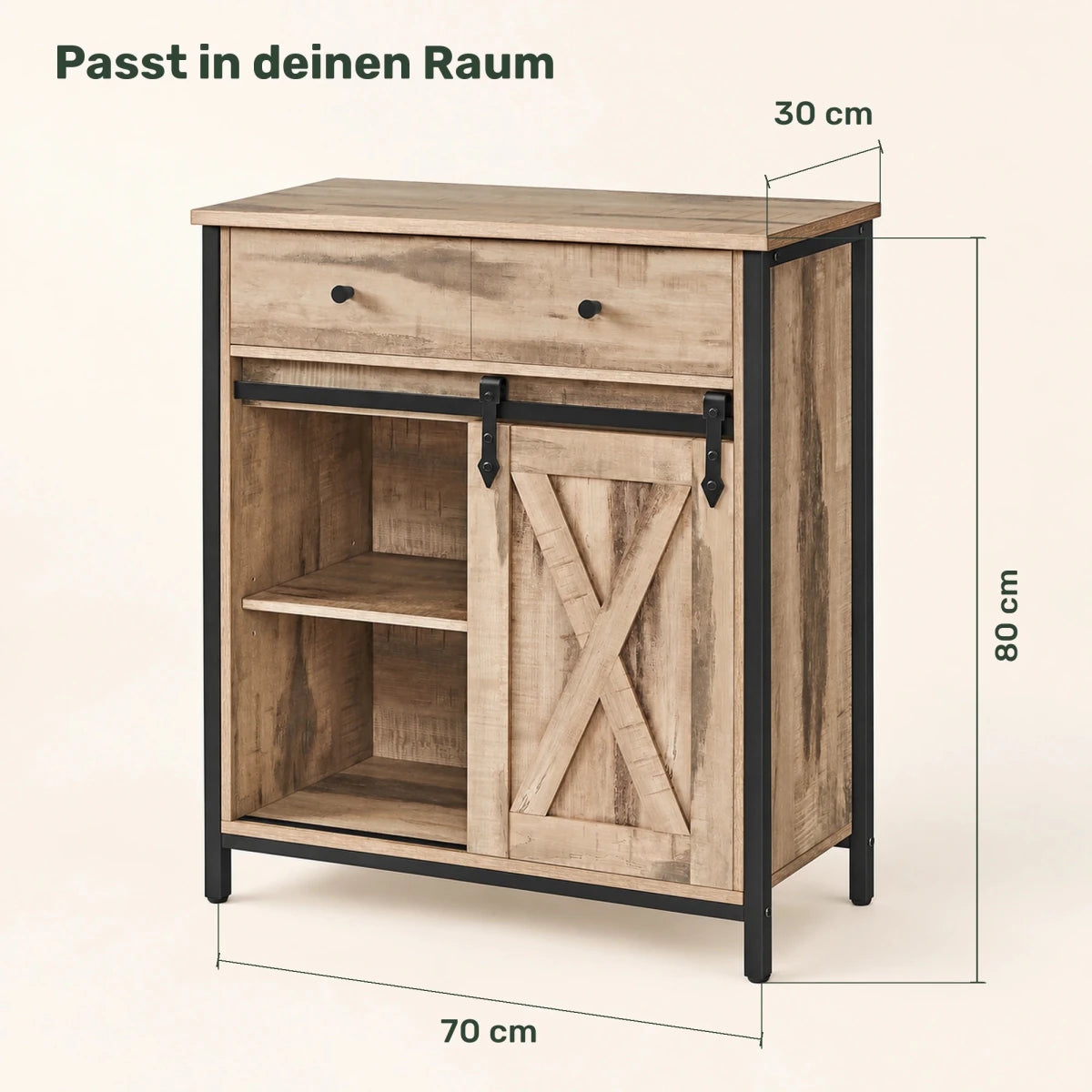Sideboard 70 cm – Bennet – mit Schiebetür und Schublade - nestful