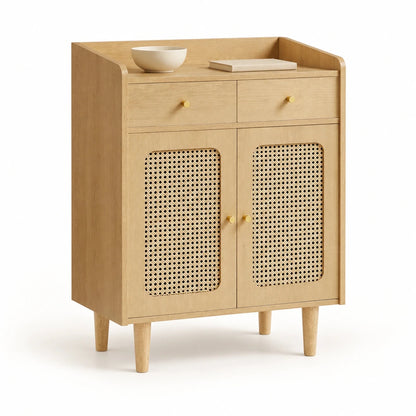 Sideboard 70 cm – Elian – mit 2 Schubladen und Rattanoptik - nestful