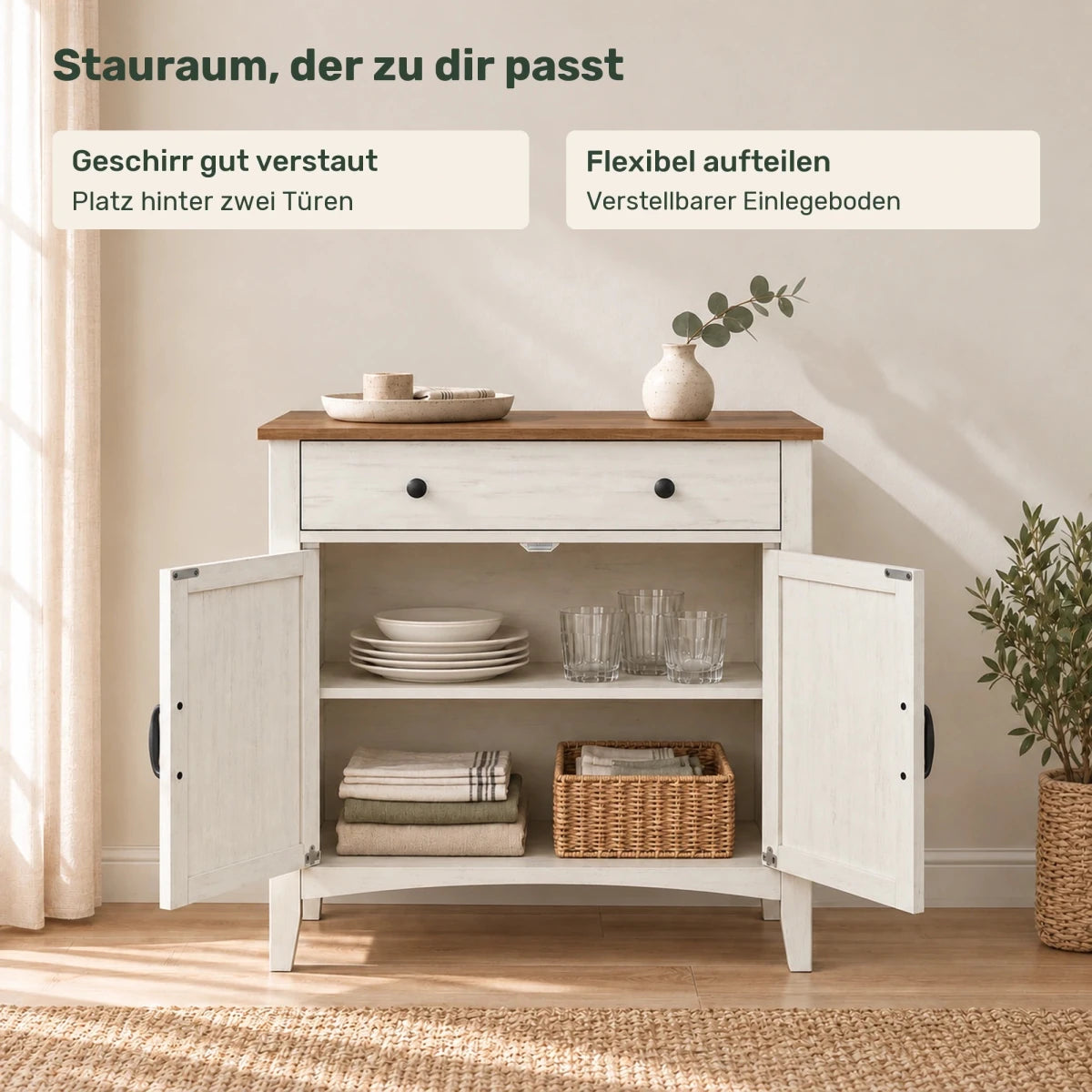 Sideboard 80 cm – Henrik – mit Schublade und 2 Türen - nestful