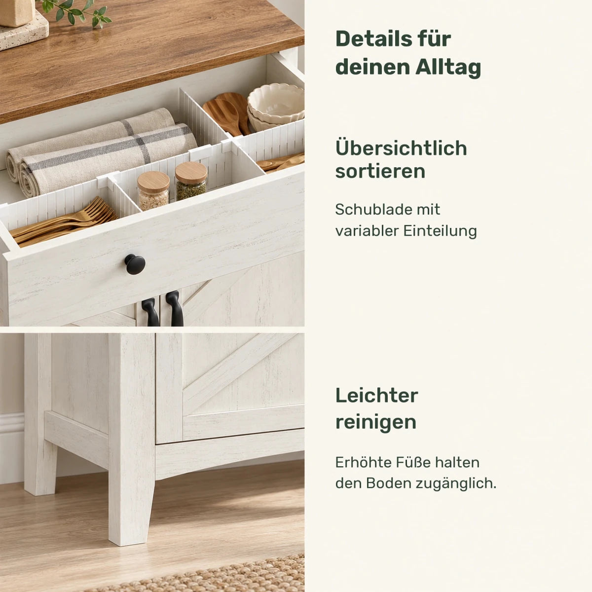 Sideboard 80 cm – Henrik – mit Schublade und 2 Türen - nestful
