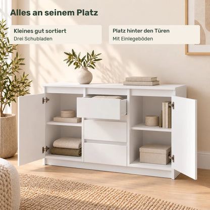 Sideboard mit 3 Schubladen Mikel – 120 cm, mit 2 Türen - nestful