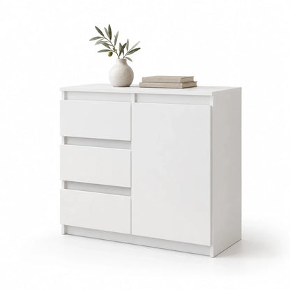 Sideboard mit 3 Schubladen Mikel – 80 cm, mit 1 Tür - nestful