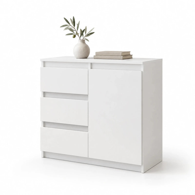 Sideboard mit 3 Schubladen Mikel – 80 cm, mit 1 Tür - nestful