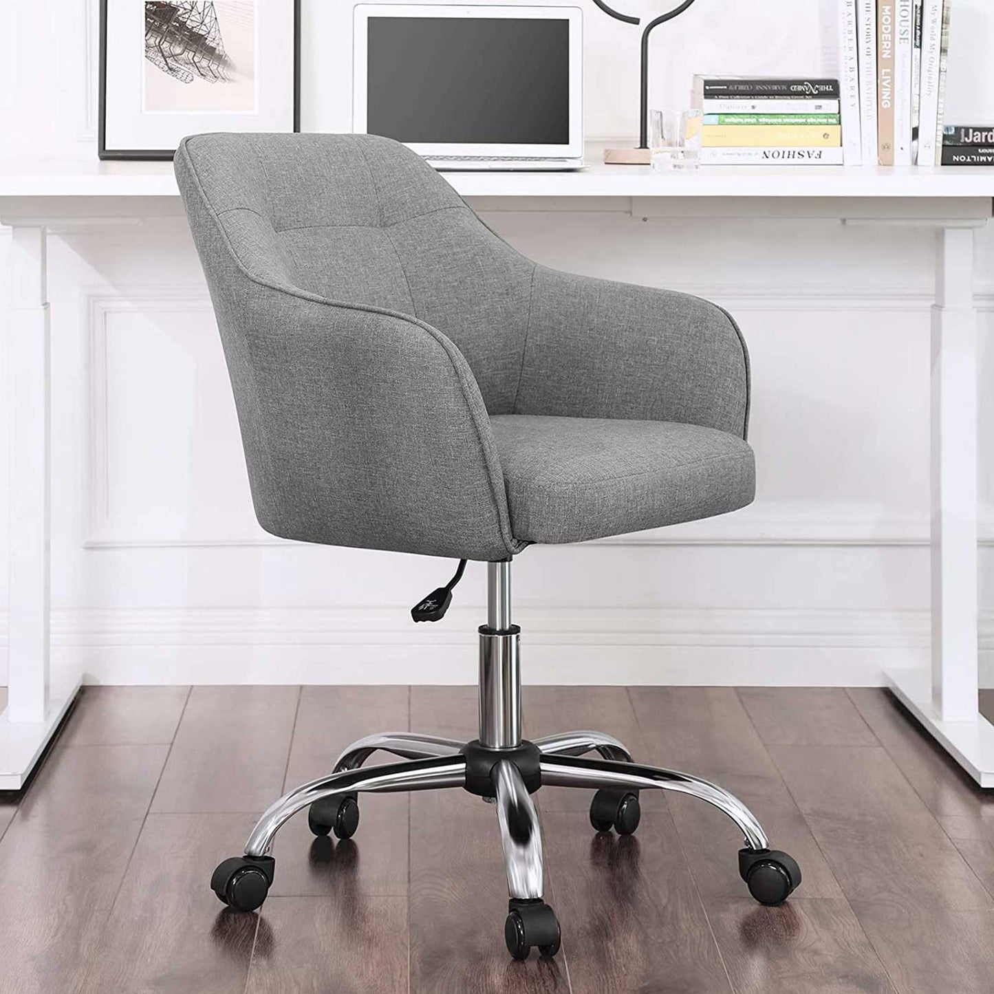 Height-adjustable office chair with steel frame