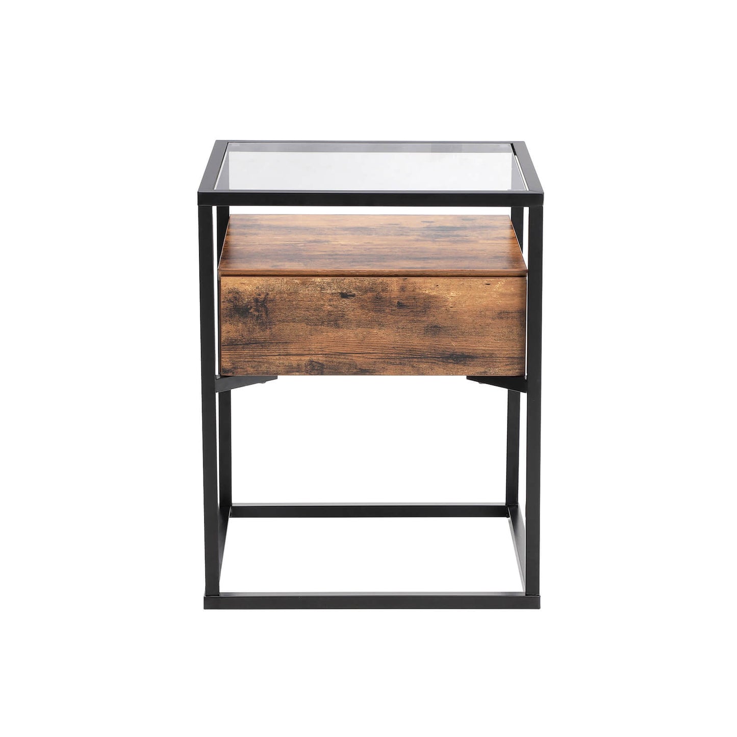 Industrie-Design Beistelltisch/Nachttisch aus Glas