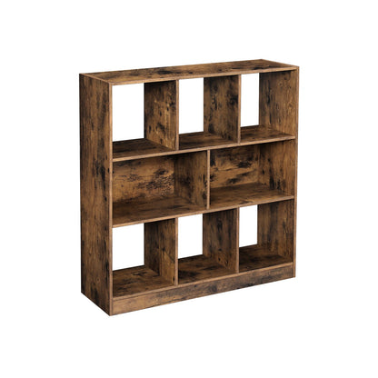 Wooden shelf with open compartments