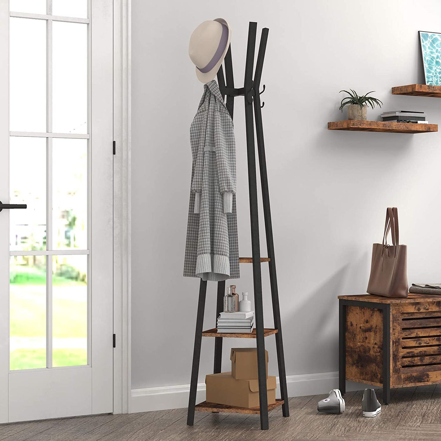 Coat stand with 8 double hooks