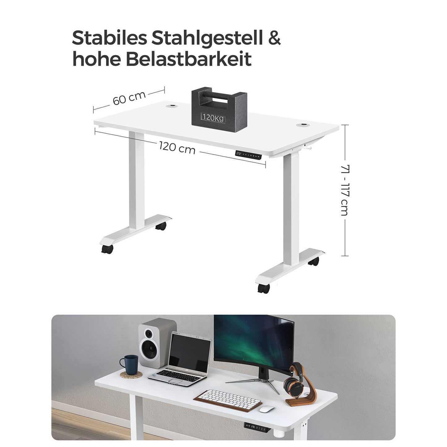 Height-adjustable desk with collision protection