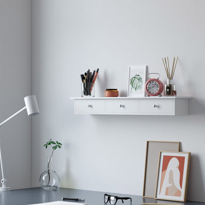 Wall shelf with drawers white