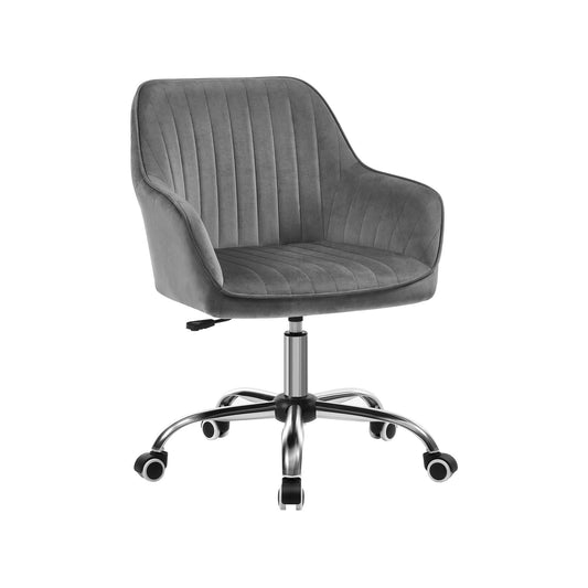 Swivel chair with gray velvet upholstery