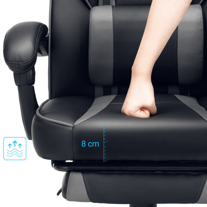 Height-adjustable gaming chair with footrest