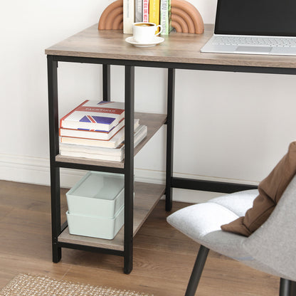 Desk with 2 levels of shelves